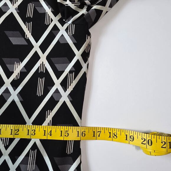 White House Black Market Dress Women S Black White Geometric Print Retro Casual - Picture 9 of 12